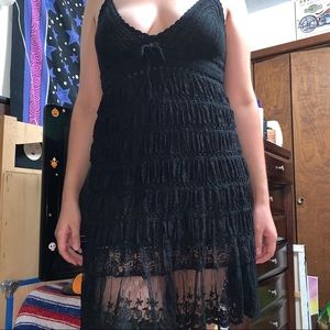 Mid Length Sleeveless Lace Handmade Dress